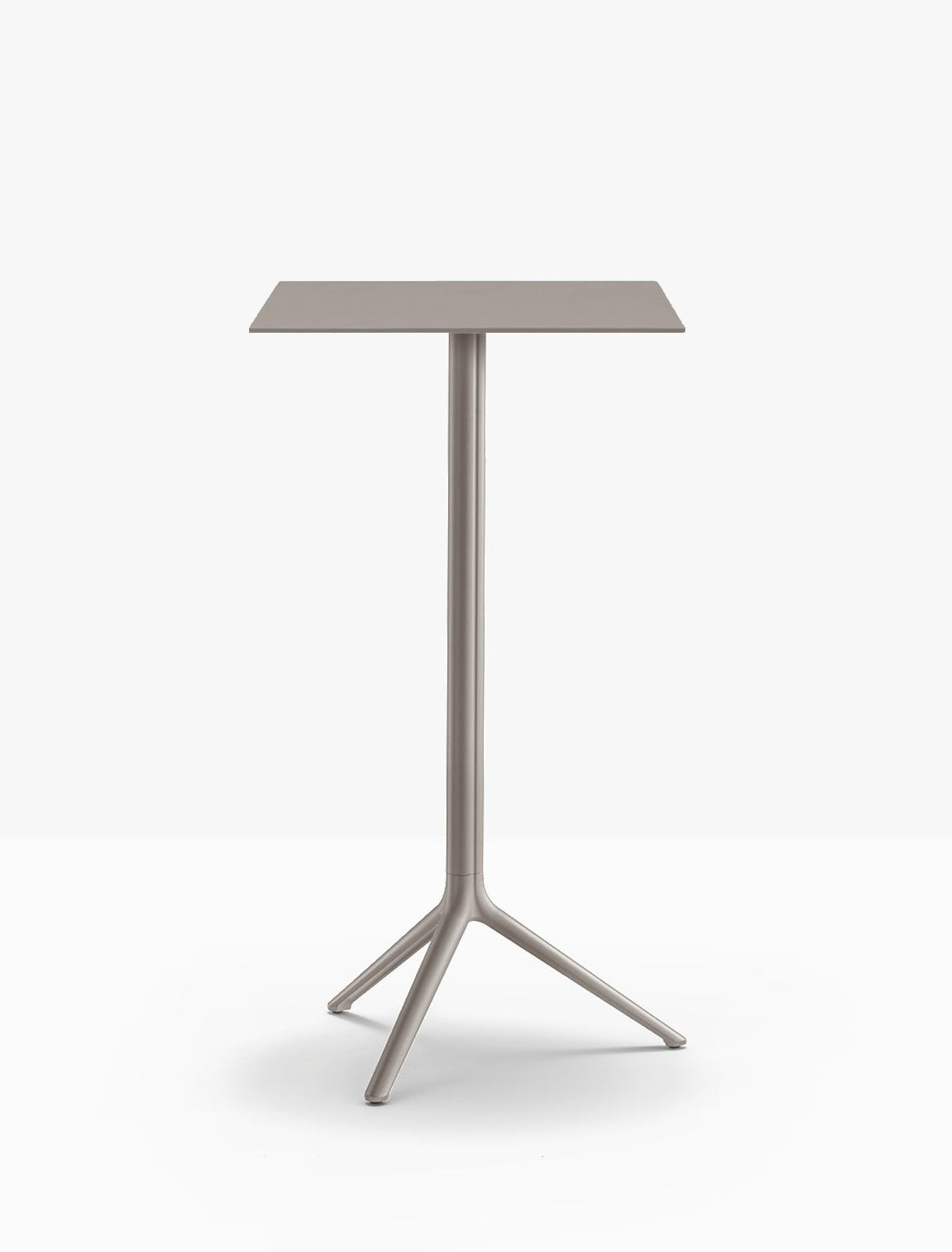 Table complète mange-debout carrée Elliot Pedrali — plateau acier et piètement de bar coloris Taupe BE200
