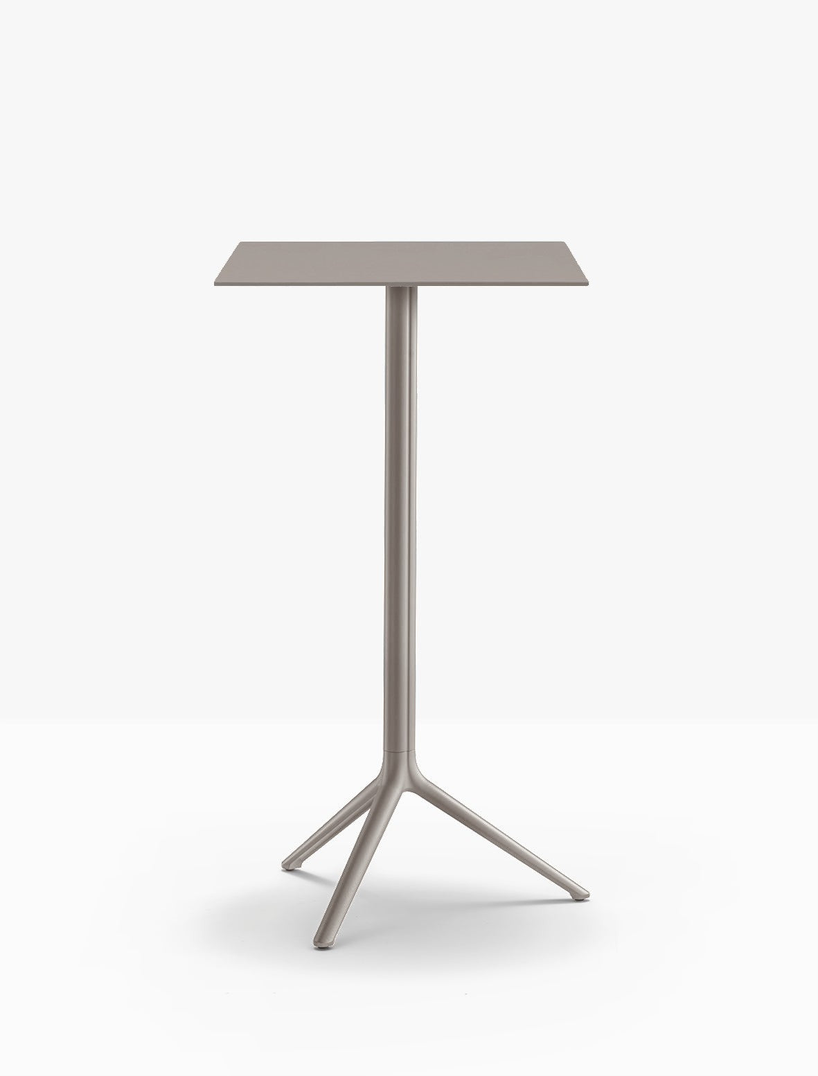 Table complète mange-debout carrée Elliot Pedrali — plateau acier et piètement de bar coloris Taupe BE200