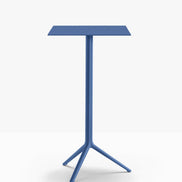 Table complète mange-debout carrée Elliot Pedrali — plateau acier et piètement de bar coloris Bleu BL300