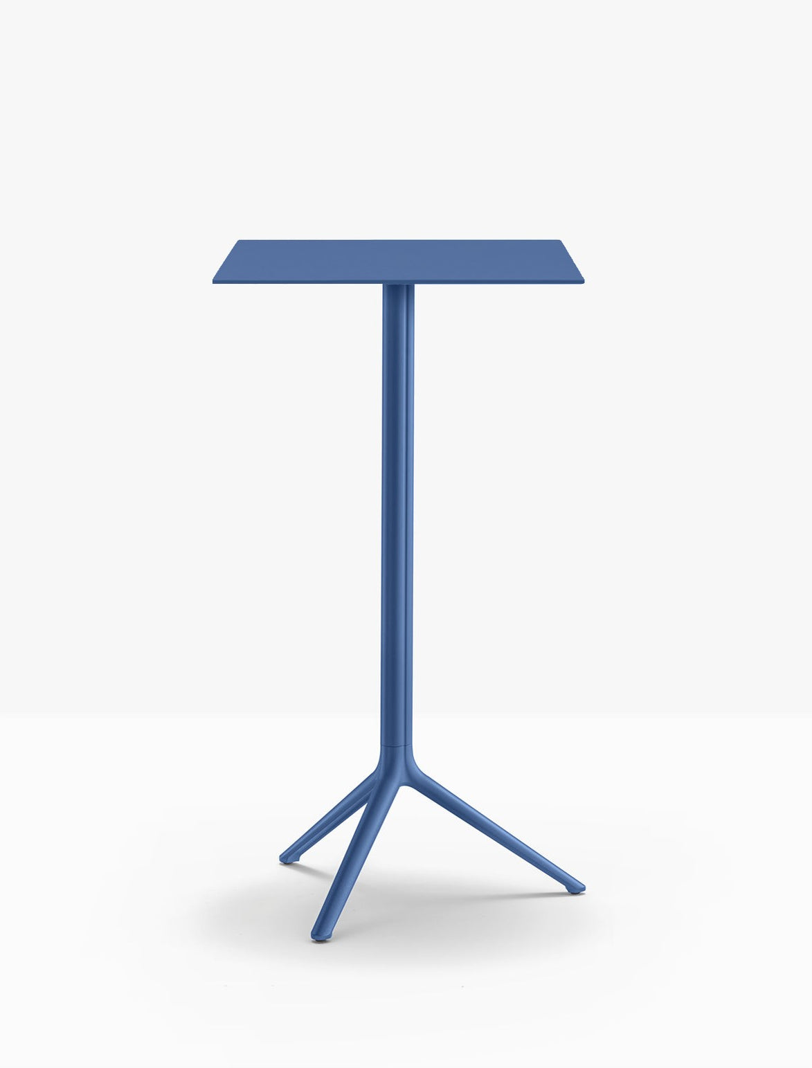 Table complète mange-debout carrée Elliot Pedrali — plateau acier et piètement de bar coloris Bleu BL300