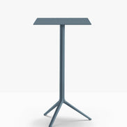 Table complète mange-debout carrée Elliot Pedrali — plateau acier et piètement de bar coloris Bleu ardoise BL600