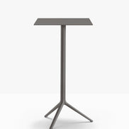 Table complète mange-debout carrée Elliot Pedrali — plateau acier et piètement de bar coloris Gris anthracite GA