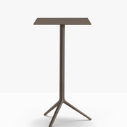 Table complète mange-debout carrée Elliot Pedrali — plateau acier et piètement de bar coloris Marron MG