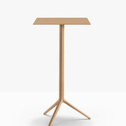 Table complète mange-debout carrée Elliot Pedrali — plateau acier et piètement de bar coloris Miel MI100
