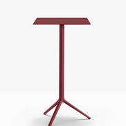 Table complète mange-debout carrée Elliot Pedrali — plateau acier et piètement de bar coloris Bordeaux RO300