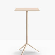 Table complète mange-debout carrée Elliot Pedrali — plateau acier et piètement de bar coloris Sable clair SA200