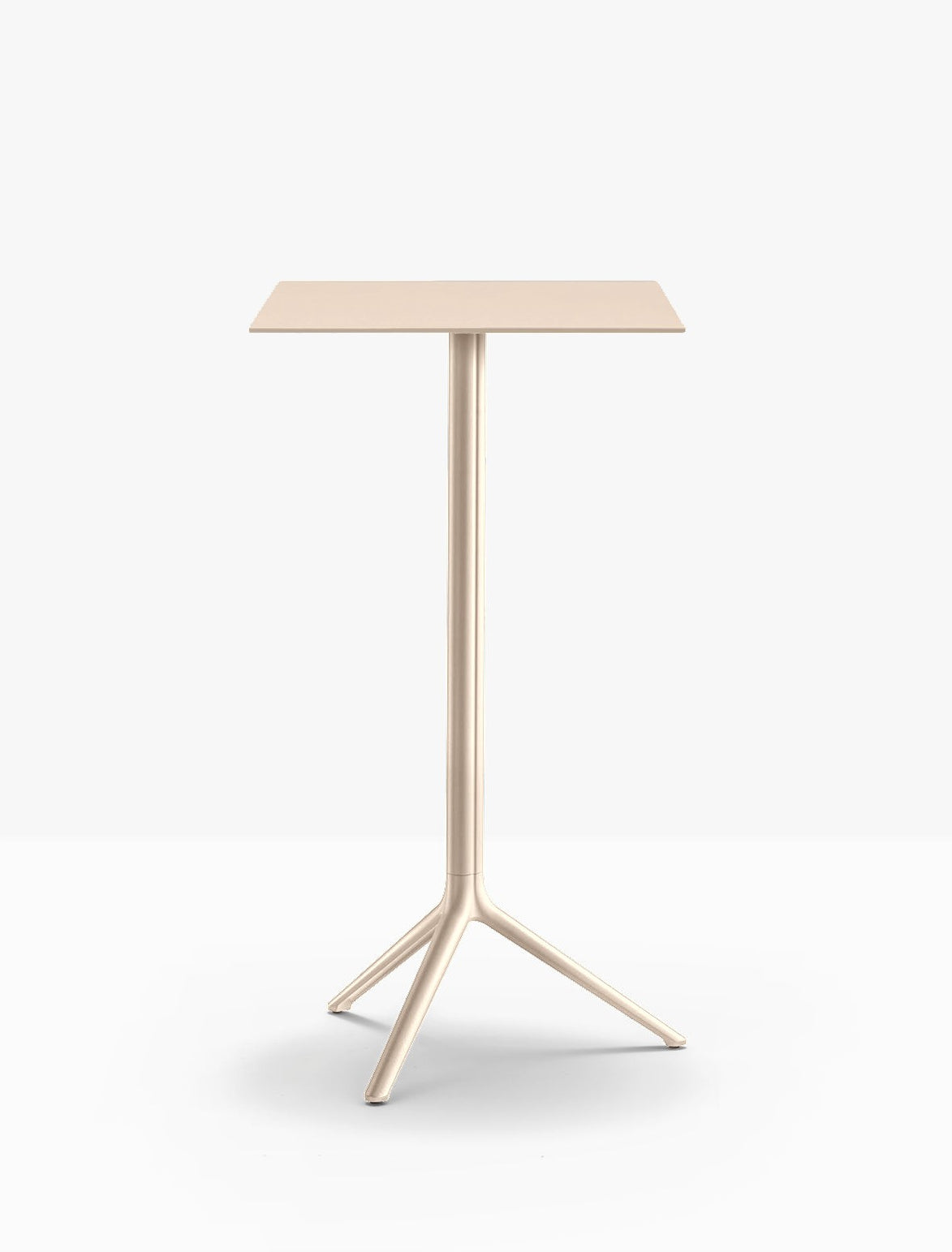 Table complète mange-debout carrée Elliot Pedrali — plateau acier et piètement de bar coloris Sable clair SA200