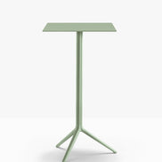 Table complète mange-debout carrée Elliot Pedrali — plateau acier et piètement de bar coloris Vert sauge VE100