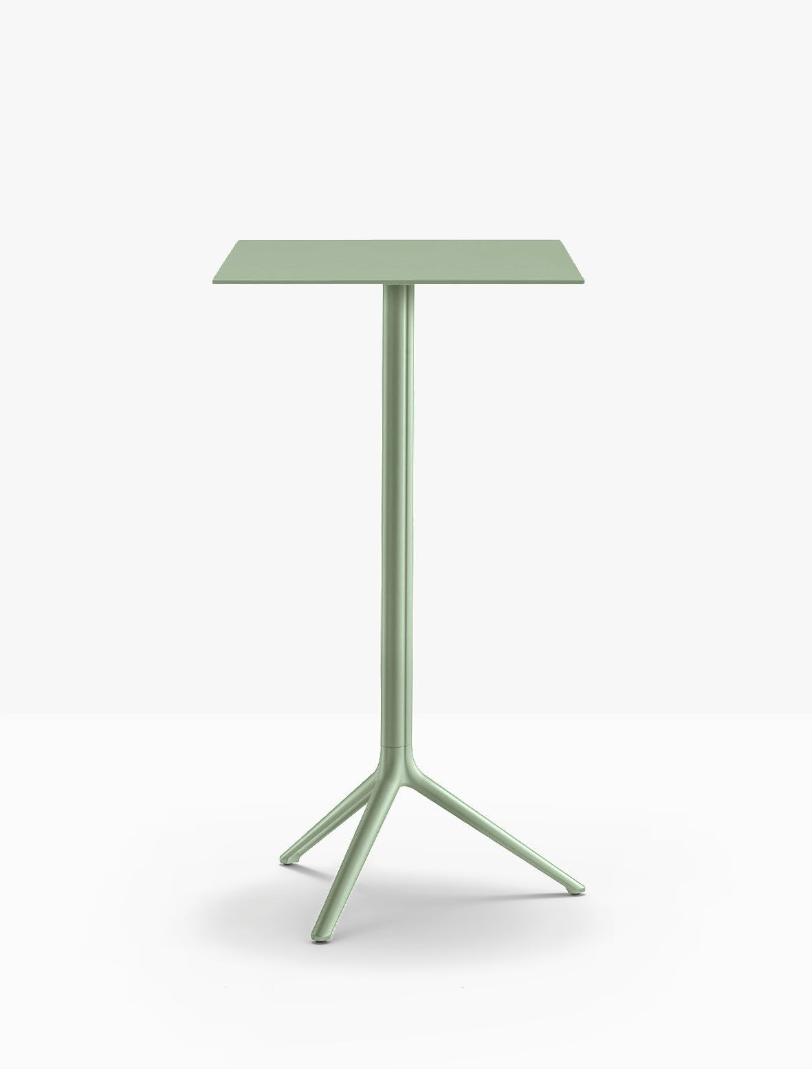 Table complète mange-debout carrée Elliot Pedrali — plateau acier et piètement de bar coloris Vert sauge VE100