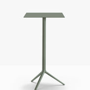 Table complète mange-debout carrée Elliot Pedrali — plateau acier et piètement de bar coloris Vert forêt VE300