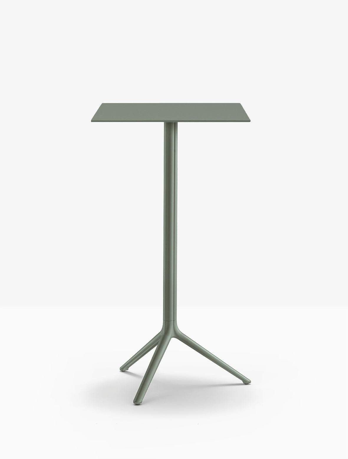 Table complète mange-debout carrée Elliot Pedrali — plateau acier et piètement de bar coloris Vert forêt VE300