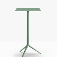Table complète mange-debout carrée Elliot Pedrali — plateau acier et piètement de bar coloris Vert d'eau VE600