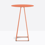 Table complète mange-debout ronde Lunar Pedrali — plateau acier et piètement de bar fil d'acier coloris Orange AR500