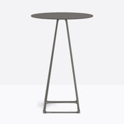 Table complète mange-debout ronde Lunar Pedrali — plateau acier et piètement de bar fil d'acier coloris Gris anthracite GA