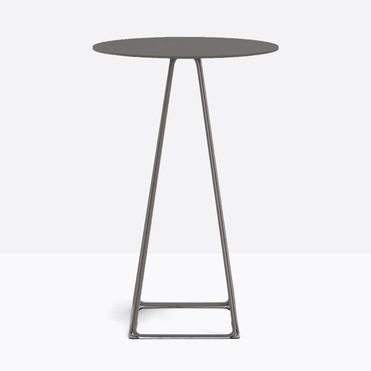 Table complète mange-debout ronde Lunar Pedrali — plateau acier et piètement de bar fil d'acier coloris Gris anthracite GA