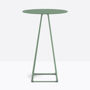 Table complète mange-debout ronde Lunar Pedrali — plateau acier et piètement de bar fil d'acier coloris Vert d'eau VE600