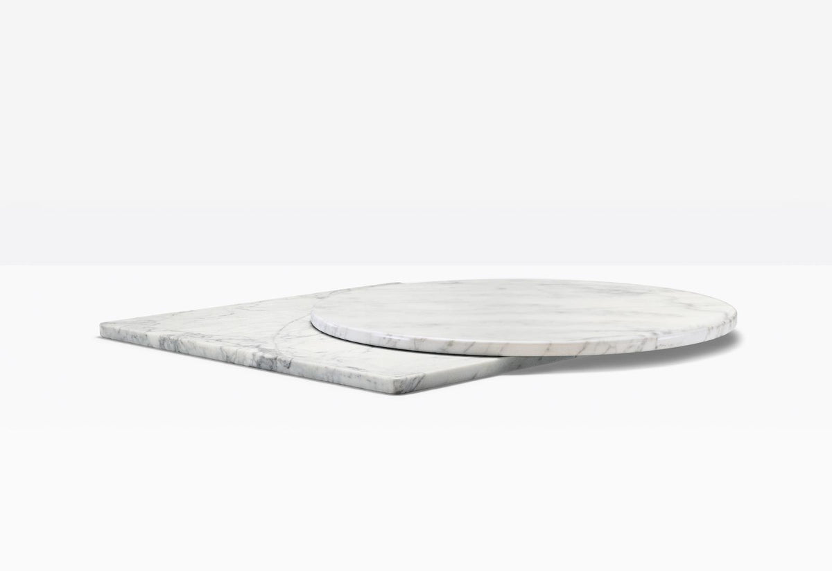Plateaux rond et carré en marbre Bianco Carrara Pedrali