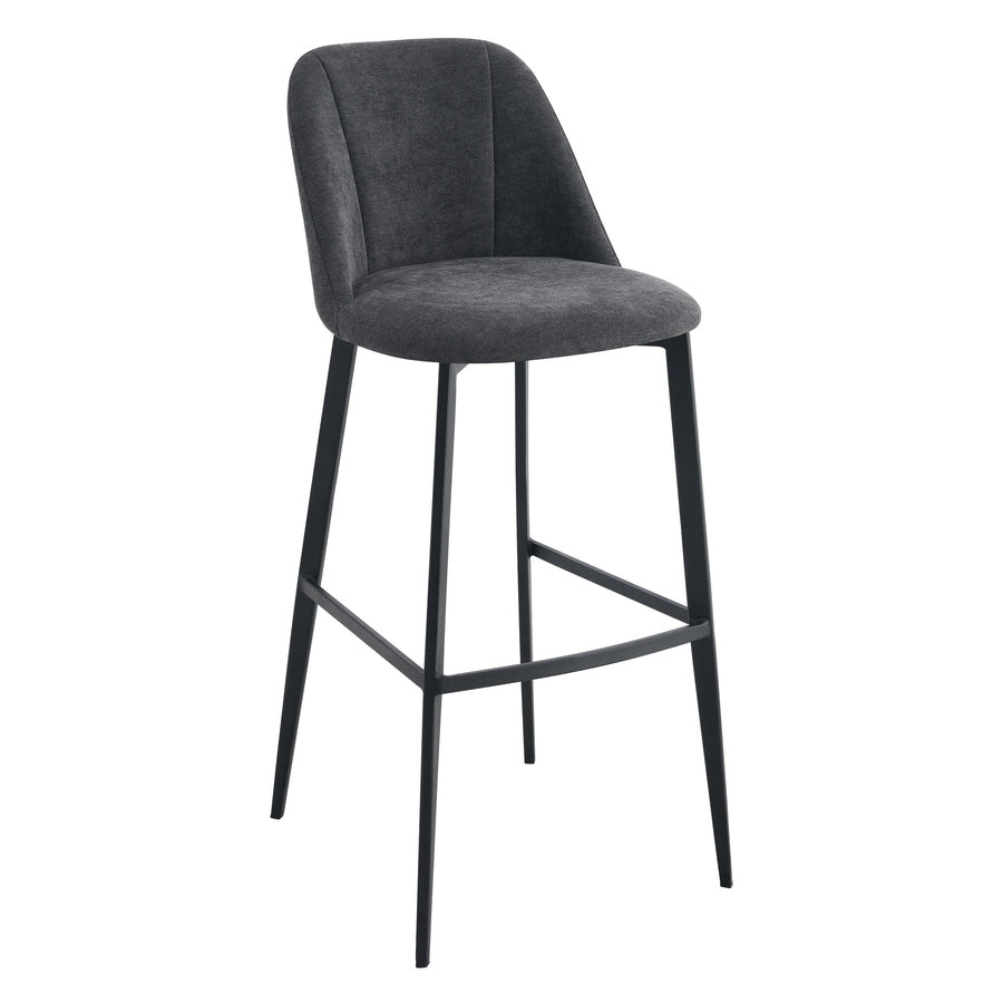 Tabouret César — tabouret de bar métal noir à pieds fuselés et repose-pieds intégré