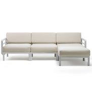 Canapé méridienne Maximo 4 Nardi – structure blanc gesso, coussins Perla