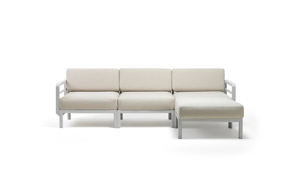 Canapé méridienne Maximo 4 Nardi – structure blanc gesso, coussins Perla