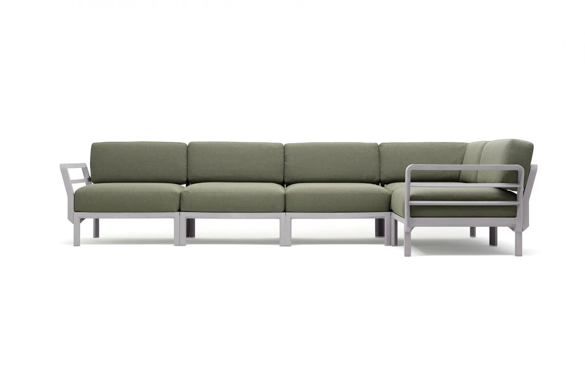 Canapé d'angle Maximo 5 Nardi – structure blanc gesso, coussins Timo