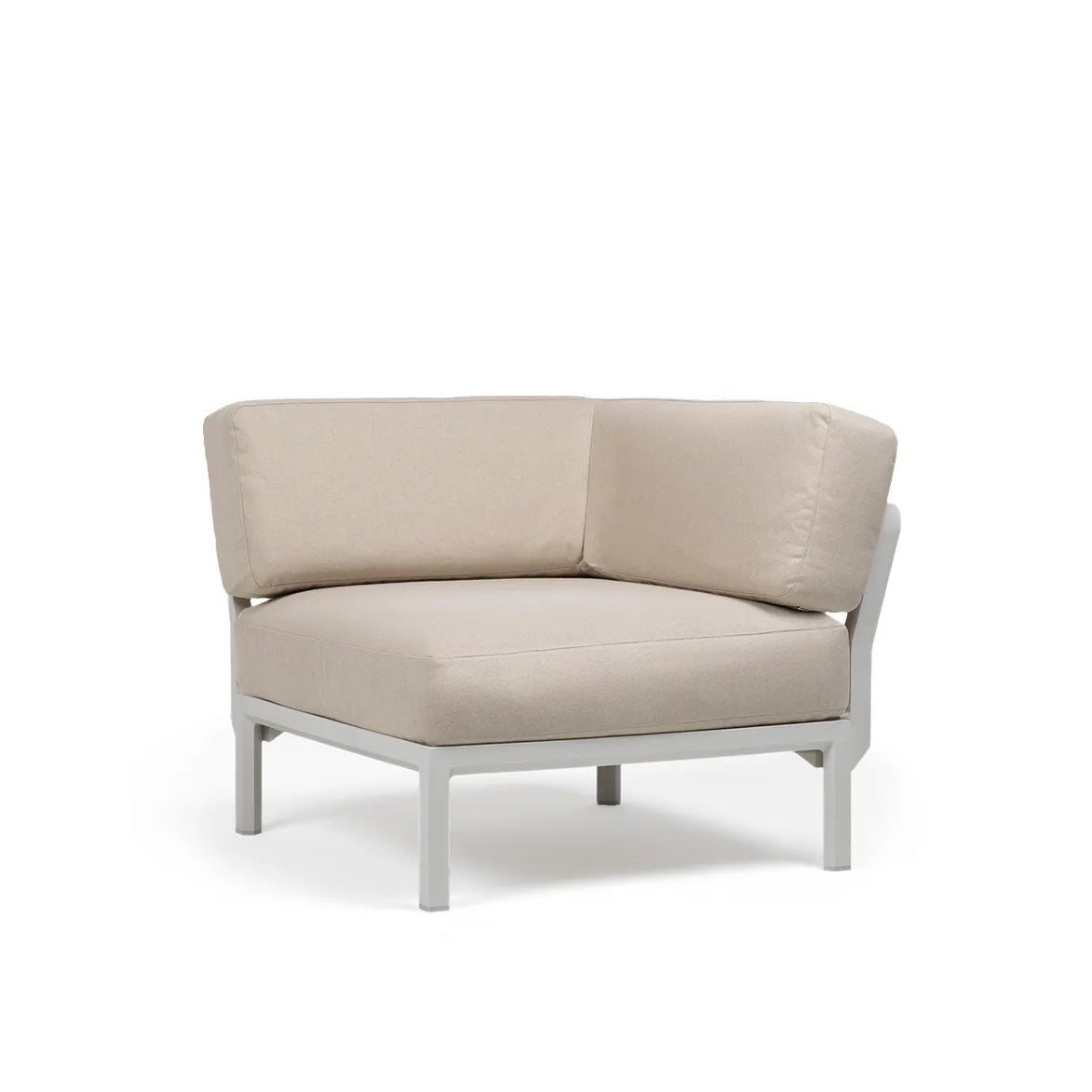 Élément d'angle Maximo Nardi – structure blanc gesso, coussins Perla