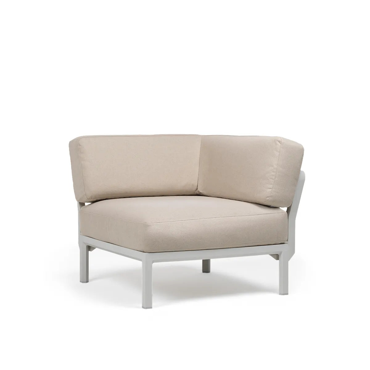 Élément d'angle Maximo Nardi – structure blanc gesso, coussins Perla
