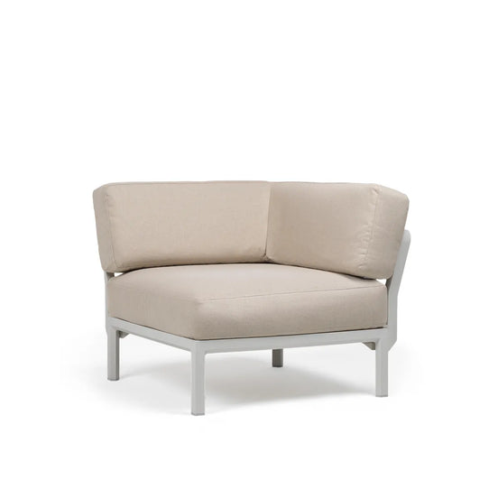 Élément d'angle Maximo Nardi – structure blanc gesso, coussins Perla