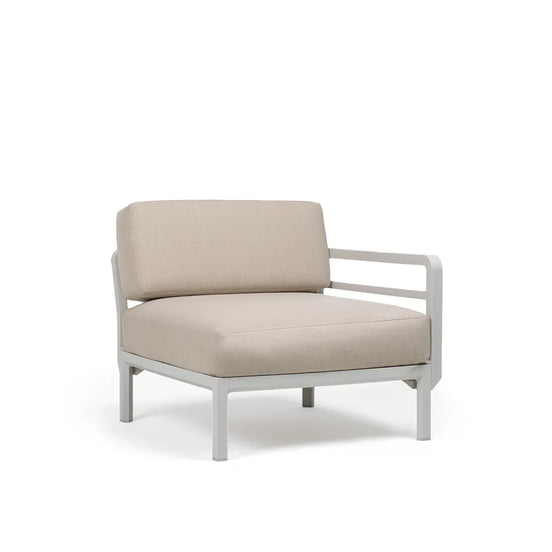 Élément d'extrémité Maximo Nardi – structure blanc gesso, coussins Perla