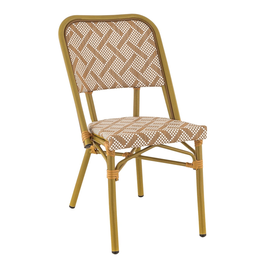 Chaise Gala — chaise de terrasse alu effet bambou à Textilène et pieds croisés