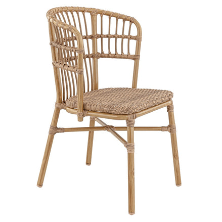 Chaise Faker — chaise de terrasse à dossier tonneau en tressage imitation rotin