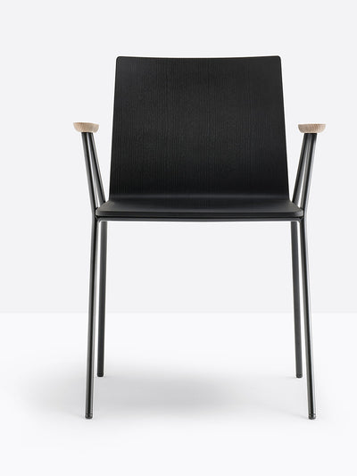 Fauteuil Osaka Metal 5712 Pedrali noir, 4 pieds