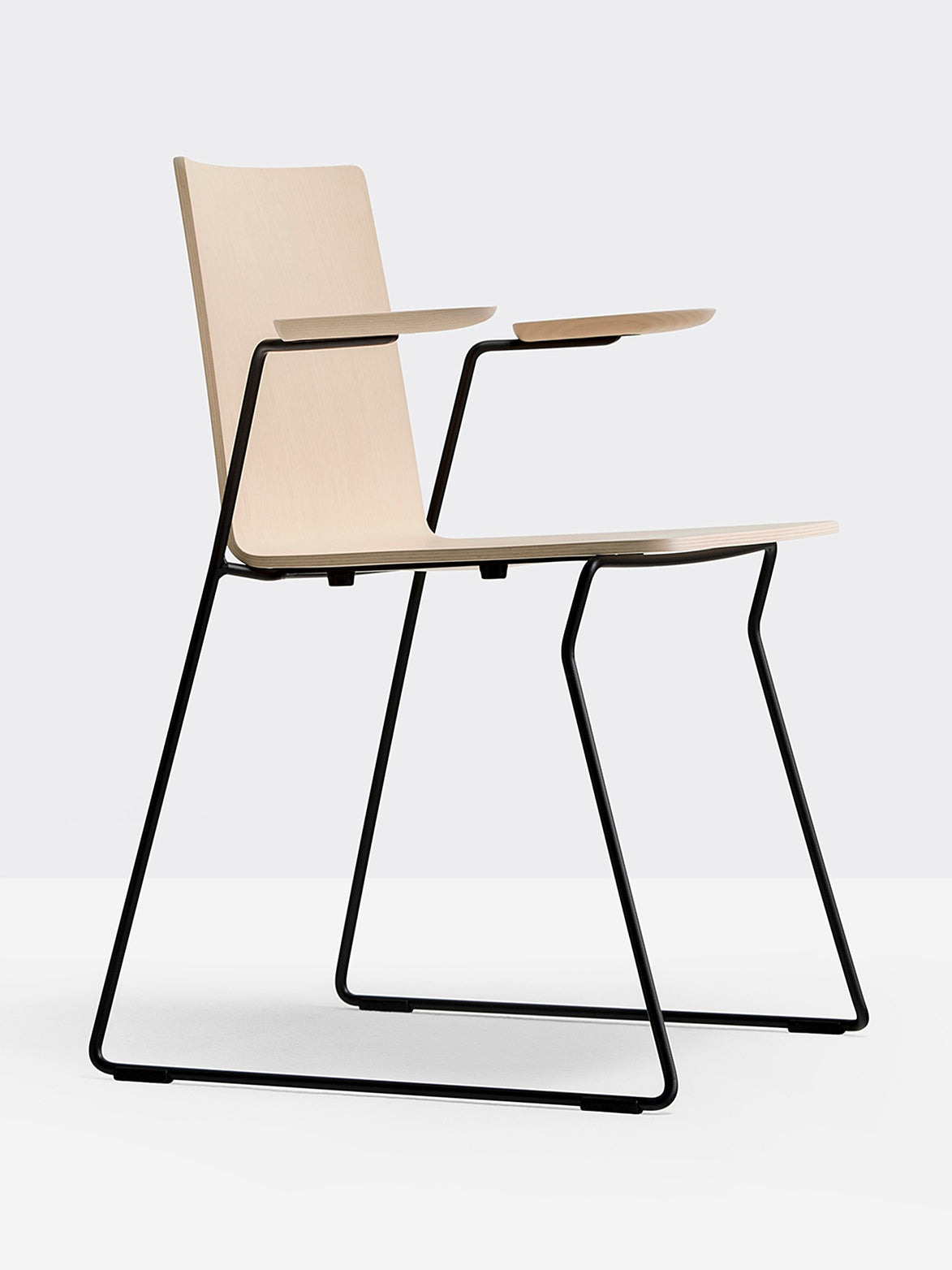 Fauteuil Osaka Metal 5715 Pedrali frêne, luge noire