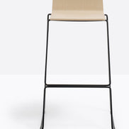 Tabouret de bar Osaka Metal 5717 Pedrali frêne, luge noire