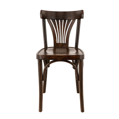 Chaise Léon — chaise de bistrot à dossier ajouré, coloris Brun foncé