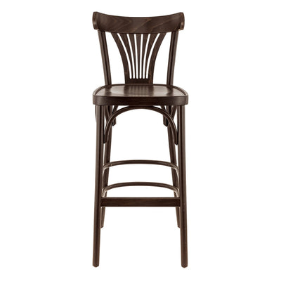 Tabouret Léon — tabouret de bistrot à dossier en éventail, coloris Brun foncé