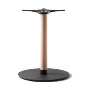 Piètement de table Celestina 73 cm — base large à reprise d'acier sur colonne hêtre