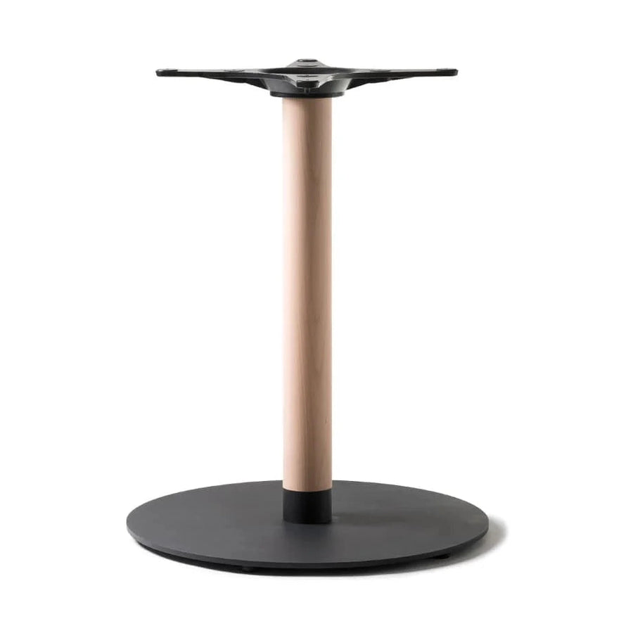 Piètement de table Celestina 73 cm — base large à reprise d'acier sur colonne hêtre