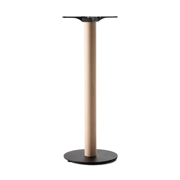 Piètement de bar Venise 108 cm — base mange-debout fonte et colonne hêtre lisse