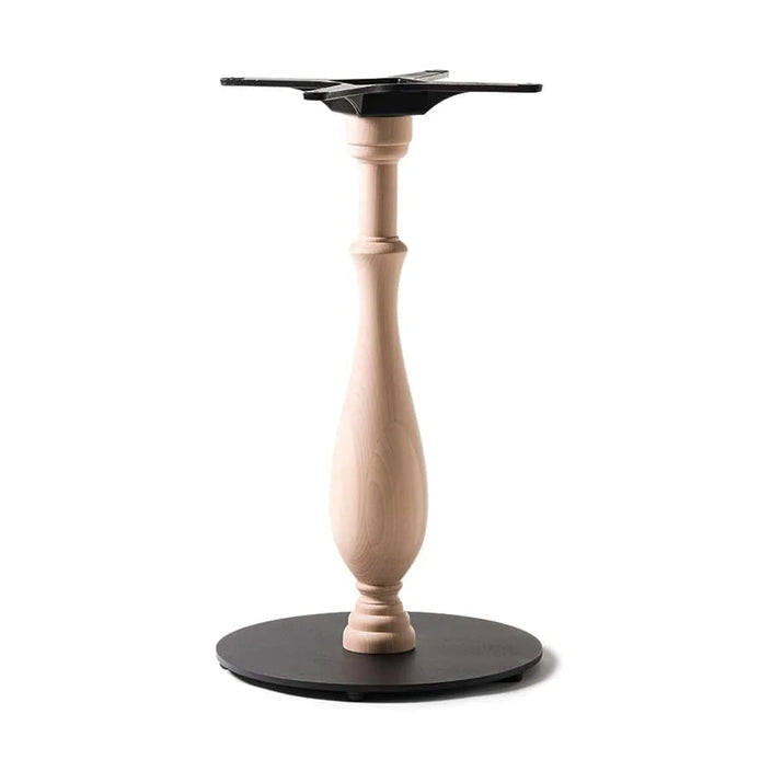 Piètement de table Victoria 73 cm — base fonte à colonne hêtre façonnée