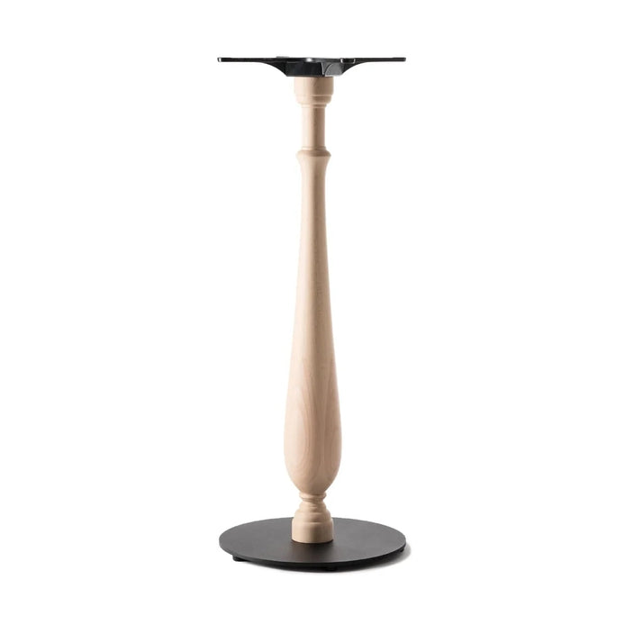 Piètement de bar Victoria 108 cm — base mange-debout à colonne hêtre façonnée