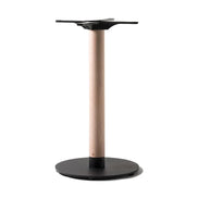 Piètement de table Florence 73 cm — base fonte à reprise d'acier sur colonne hêtre