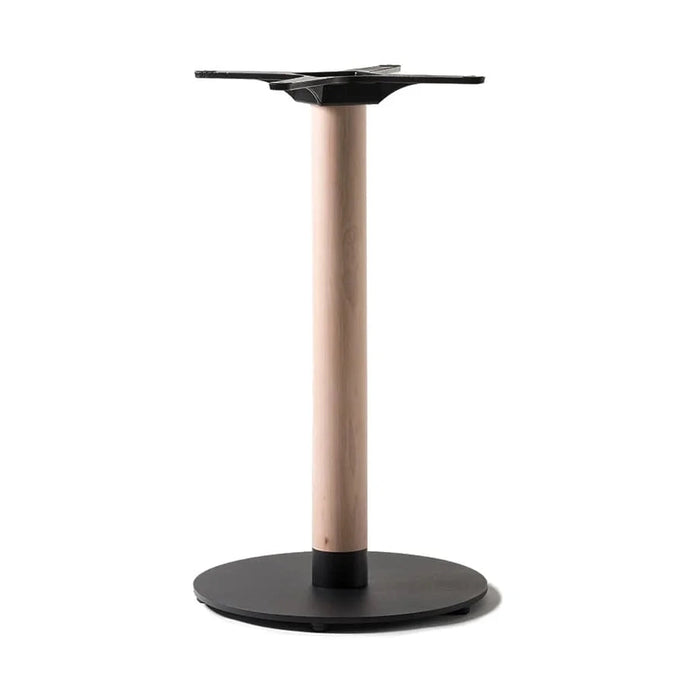 Piètement de table Florence 73 cm — base fonte à reprise d'acier sur colonne hêtre