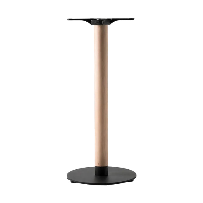 Piètement de bar Florence 108 cm — base mange-debout à reprise d'acier sur hêtre