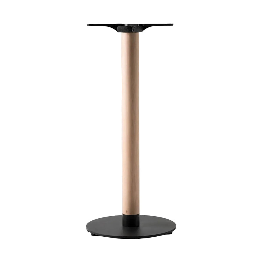 Piètement de bar Florence 108 cm — base mange-debout à reprise d'acier sur hêtre
