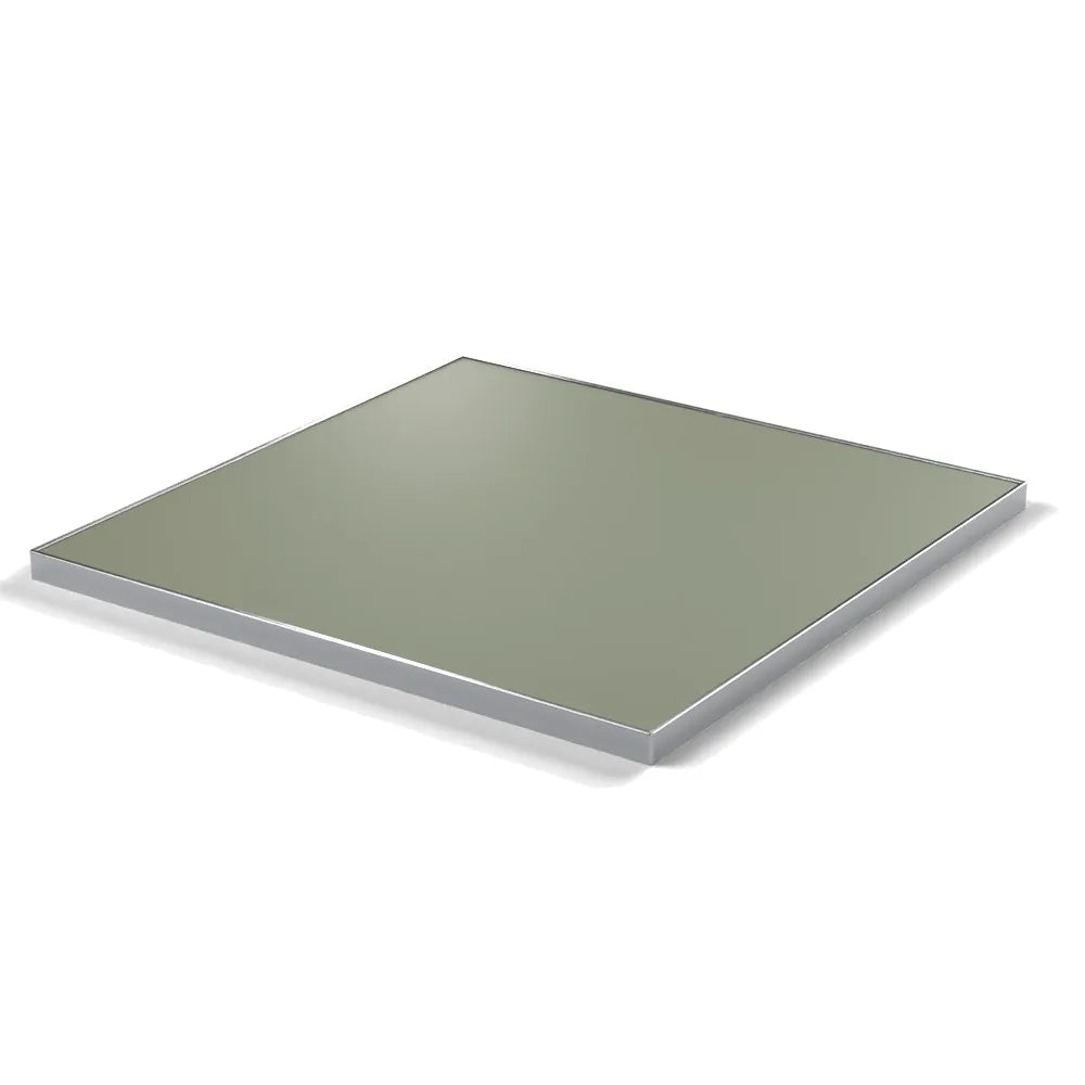 Plateau cadre inox Deauville carré 27 mm — décor Agave, cadre inox poli