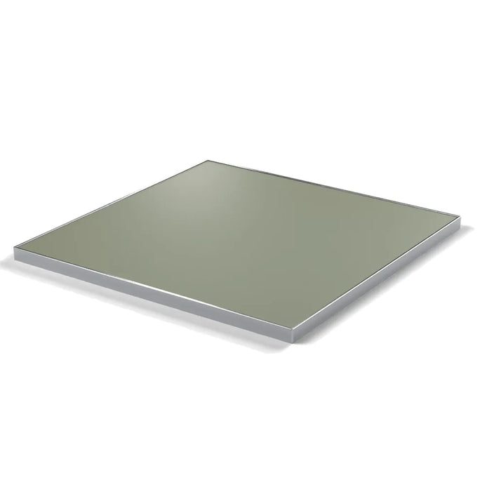 Plateau cadre inox Deauville carré 27 mm — décor Agave, cadre inox poli