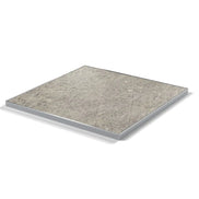 Plateau cadre inox Deauville carré 27 mm — décor Béton Griffé, cadre inox poli
