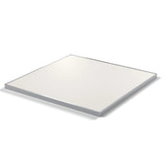 Plateau cadre inox Deauville carré 27 mm — décor Bianco Ghiaccio, cadre inox poli