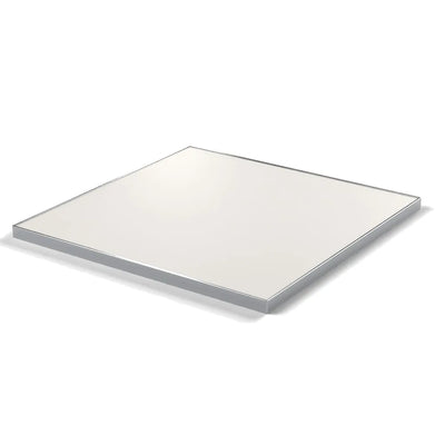 Plateau cadre inox Deauville carré 27 mm — décor Bianco Ghiaccio, cadre inox poli